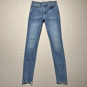 AllSaints Miller Women's Blue Frayed Hem Mid Rise Skinny Leg Denim Jeans Size 27